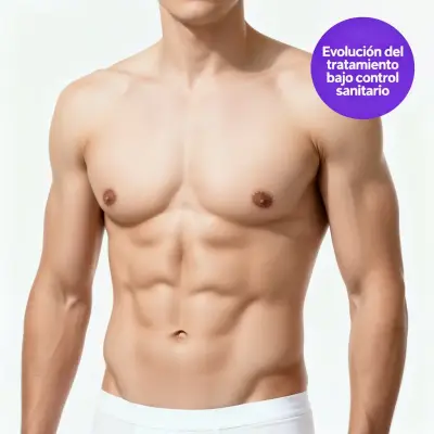 Abdomen masculino sin vello como referencia a la depilación láser de abdomen.
