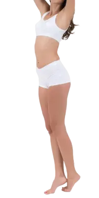Silueta femenina de cuerpo completo como referencia a zonas de depilación láser corporal.