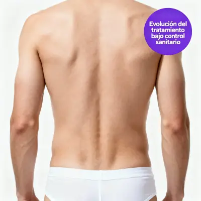Espalda masculina sin vello como referencia a depilación láser de espalda completa.