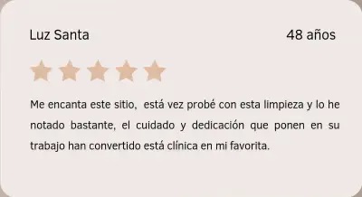Tarjeta con reseña de Luz Santa sobre su experiencia con el tratamiento Orchidée Royale en Depidi.
