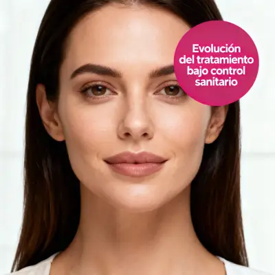 Rostro femenino como referencia a zonas de depilación láser facial bajo control sanitario.