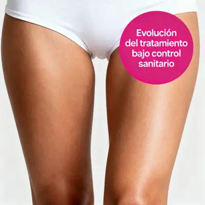 Muslos femeninos como referencia al tratamiento de depilación láser de esa zona.